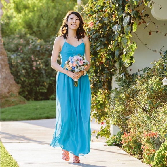 Turquoise strappy fit and flare maxi dress - Picture 6 of 6